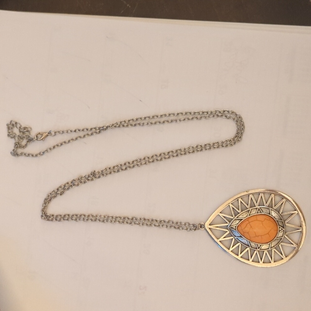 Orange and silver necklace